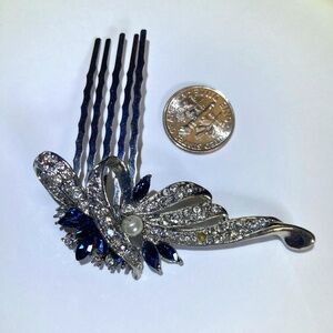 Something Blue Bridal Hair Comb, Sapphire & Clear Rhinestone